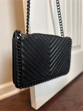 Black Quilted Chain-Trim Crossbody Bag by Aldo